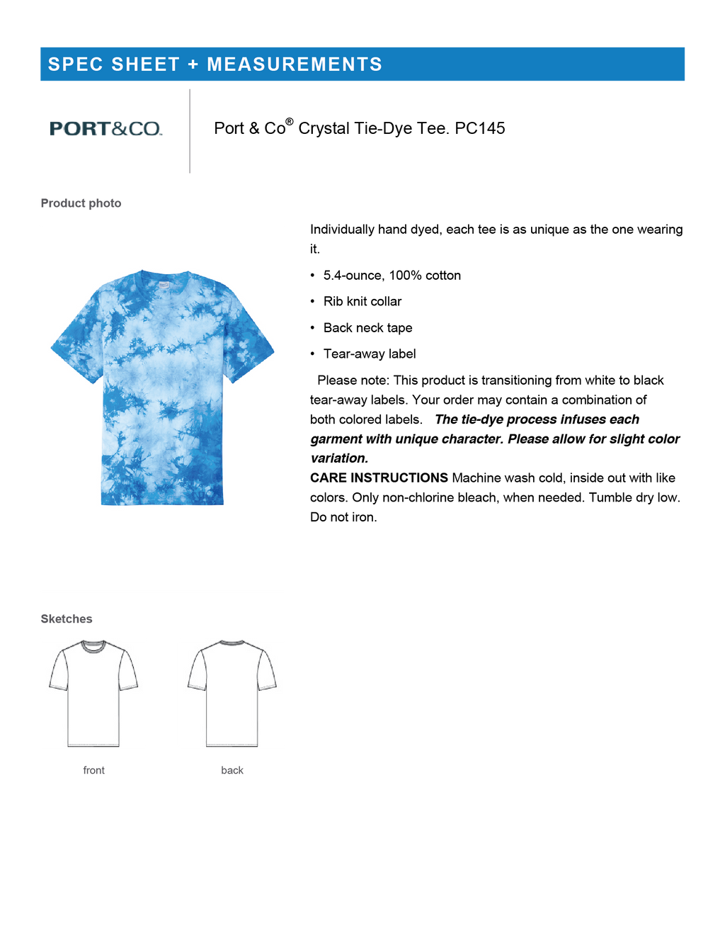 Port & Co® Crystal Tie-Dye Tee-Sky Blue-Adult