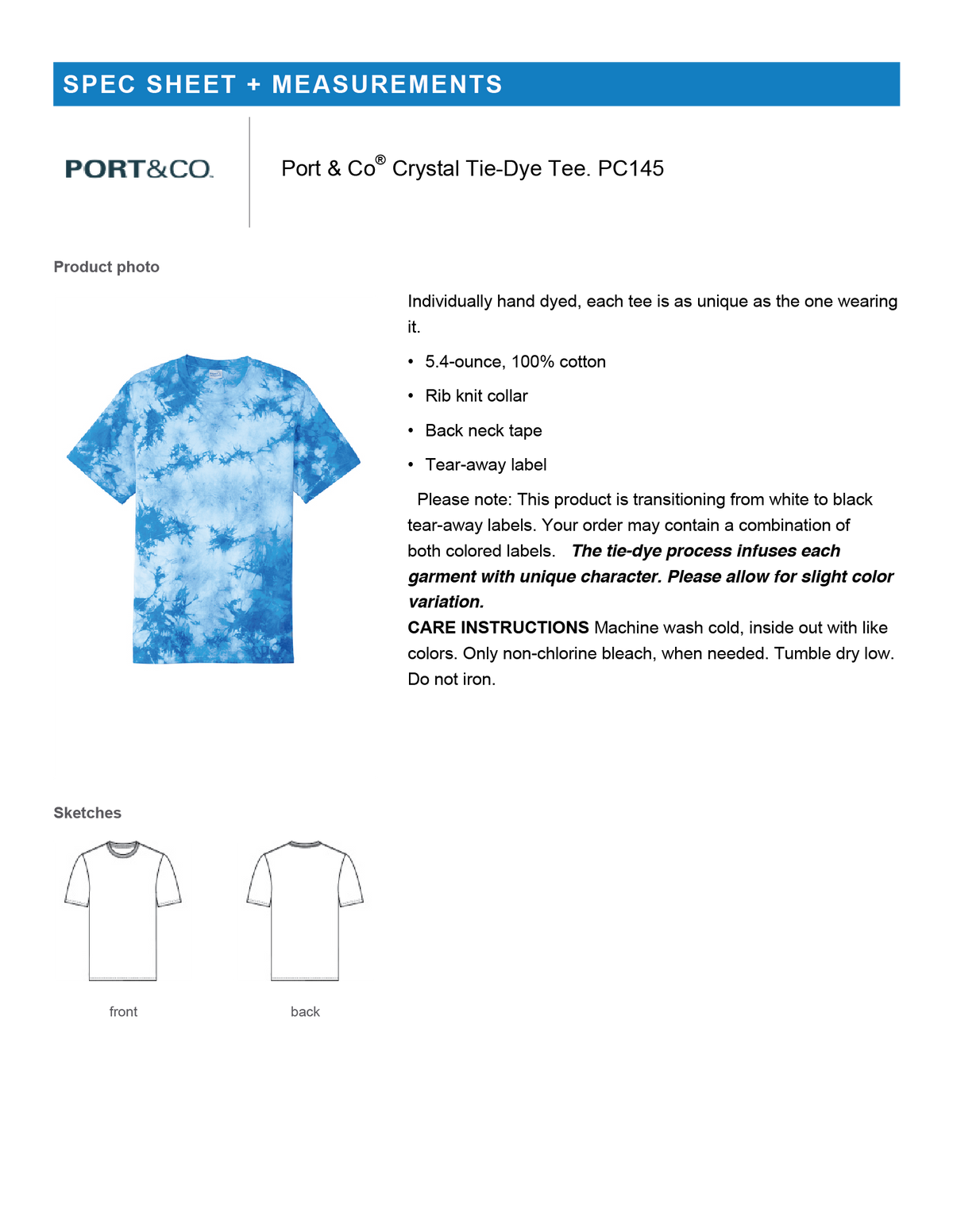 Port & Co® Crystal Tie-Dye Tee-Sky Blue-Adult