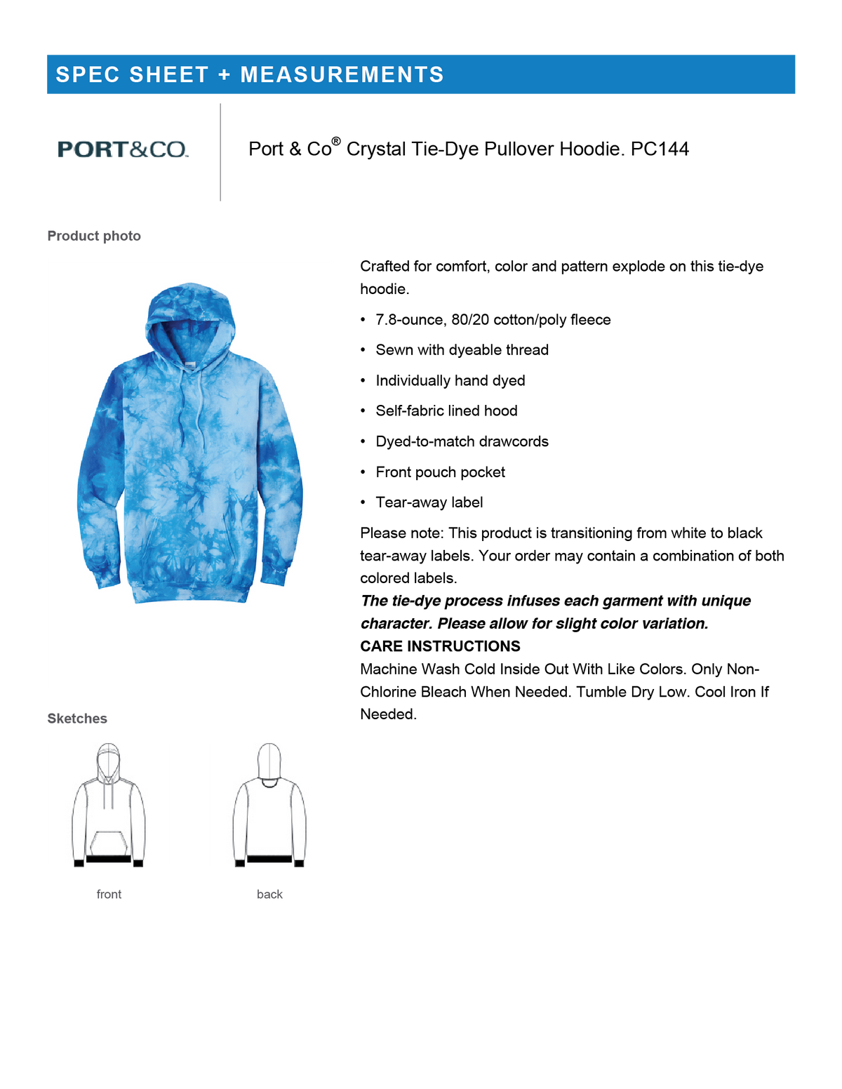 Port & Co® Crystal Tie-Dye Pullover Hoodie