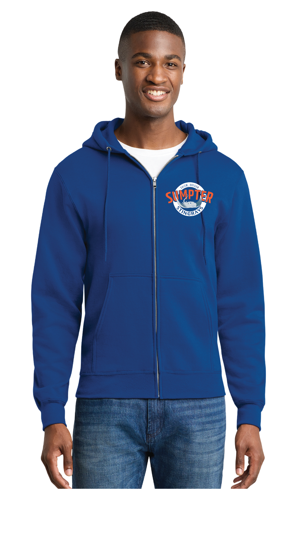 Core Fleece Full-Zip Hooded Sweatshirt-True Royal - Adult