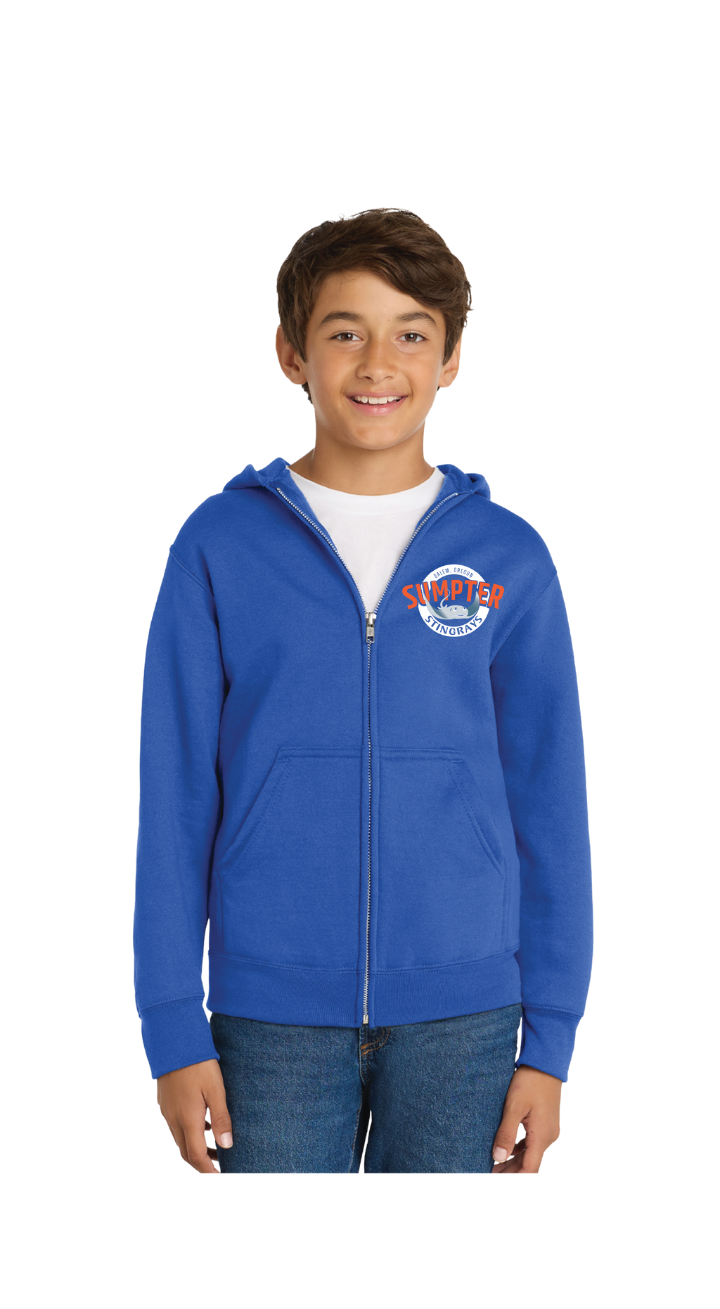 Youth Core Fleece Full-Zip Hooded Sweatshirt-Royal - Youth