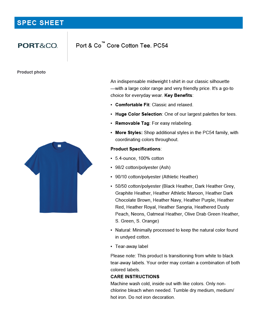 Core Cotton Tee-True Royal - Adult