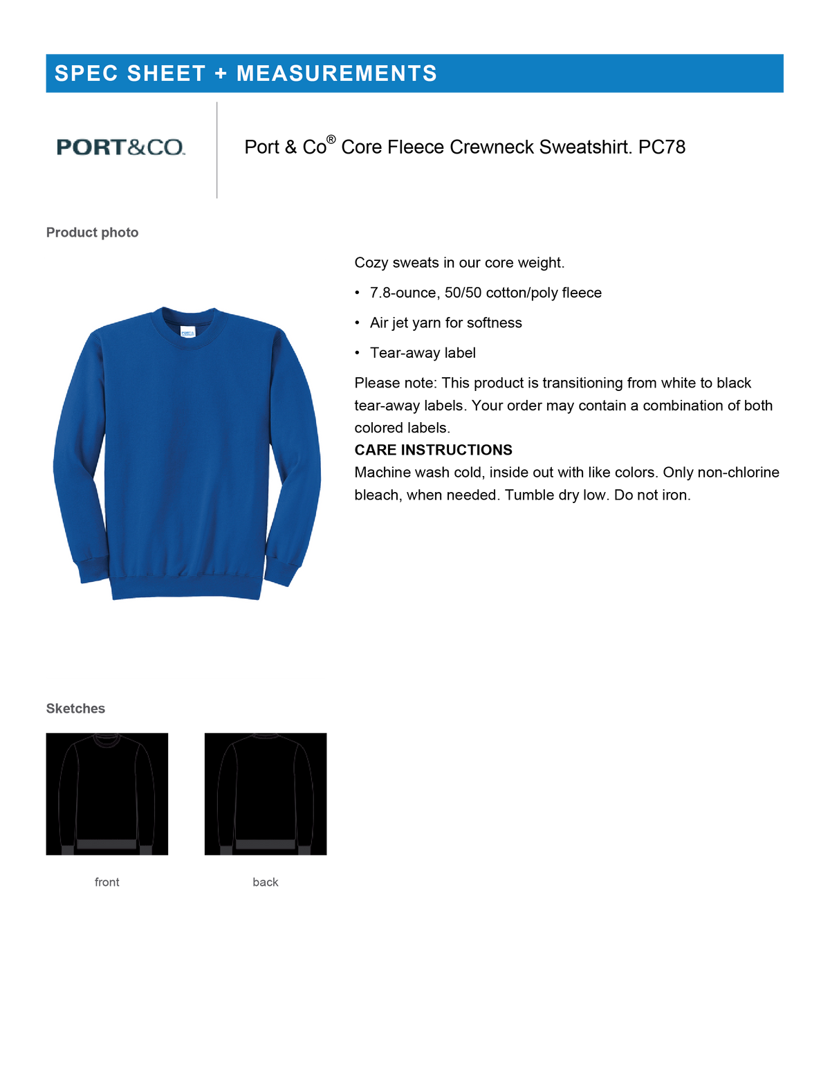 PC78  Port & Co® Core Fleece Crewneck Sweatshirt AH-Adult