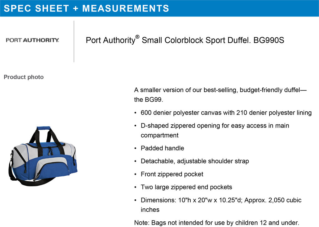 Port Authority® Small Colorblock Sport Duffel-Royal/Grey